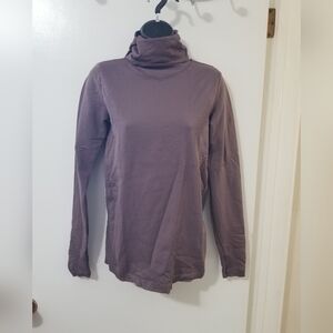 Athleta Hooded High-Neck Ribbed Long Sleeve Top | M